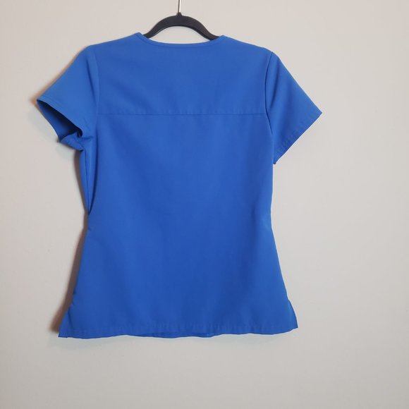 Jaanuu Royal Blue 3-Pocket V-Neck Top Small + Drawstring 6 Pocket Pant Scrub Set - Picture 5 of 10